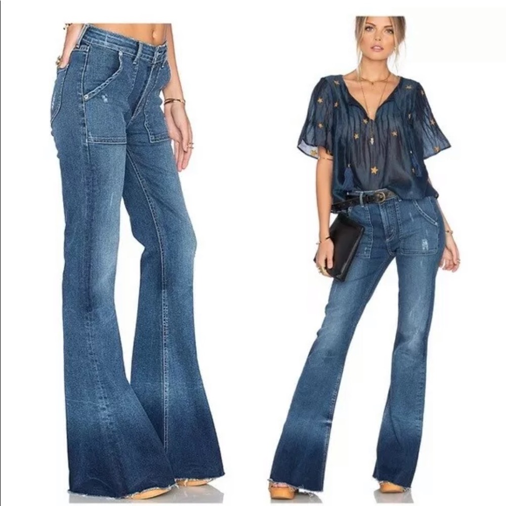 NWT Tularosa Flare raw edge high rise jeans